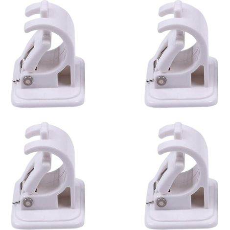 4 Pièces Support de Fixation pour Tringle à Rideaux, Crochets Muraux Auto-adhésifs, Tringle à Serviette, Support Mural, Fixations sans Perçage Tige Support pour Rideau Canne, Cuisine, Chambre (1/5)