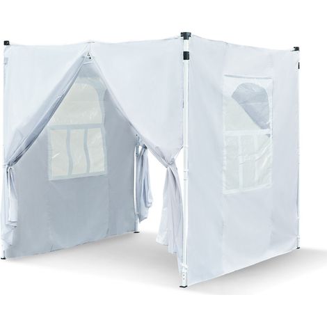 Lot de 4 panneaux latéraux pour tonnelle de jardin 2 x 2 m - Résistants à l'eau - 2 panneaux muraux avec fermeture éclair et 2 panneaux de fenêtre - Compatible avec tonnelle ou pergolas - Blanc