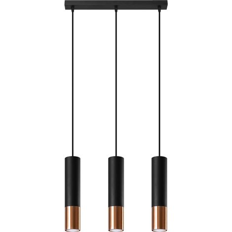 Lámpara colgante Loopez 3 GU10 negra Sollux SL.0948 (1/5)