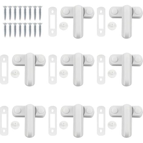 Serrure de Fenêtre, Verrou Fenetre en Aluminium Blanc, Verrou de pour Fenetre, Installation pour Pvc, Bois et Fenêtres Composites (1/4)