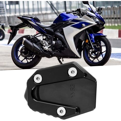 Motorrad-Seitenständer aus Aluminiumlegierung, verbreiterte Fußrastenauflage, verbreiterte Basis, rutschfester Seitenständer, kompatibel mit Yamaha R3/R25 MT03/MT25 14-19 schwarz. (1/5)