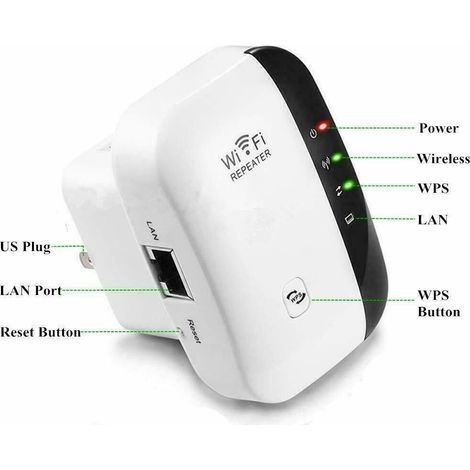 WiFi Repeater WLAN Range Extender 300Mbps con Porta 2.4GHz Wireless-N Ripetitore (1/5)