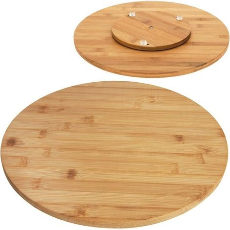 Plateau rotatif en bambou avec protection antidérapante pour le service (1/5)