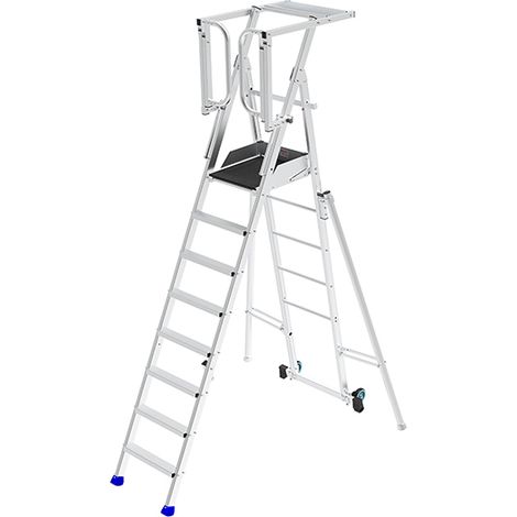 Scaletta pieghevole 9 gradini con stabilizzatori - Altezza max di lavoro 4.25m - PIRL9SD-PS