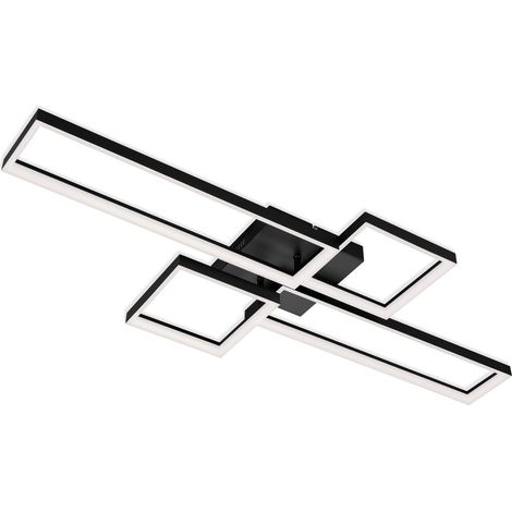 Plafonnier LED, plafonnier à intensité variable, télécommande incluse, contrôle de la température de couleur, fonction d'éclairage nocturne et minuterie, noir, 40 Watt, 4.400 Lumen (1/5)