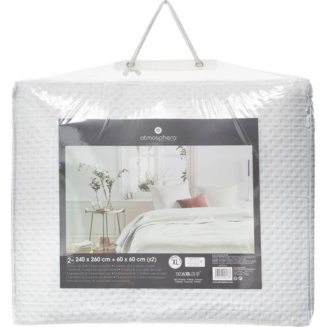Dessus de lit Ivoire 240 x 260 cm avec 2 Taies - Atmosphera (1/5)