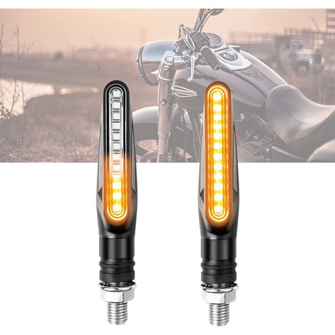 Clignotant LED Moto, Indicateurs de Tournage de Moto 12V, Clignotants Moto Flowing Mode, Moto 12 LED Clignotants Lumières, Voyant Circulant de Moto, pour Moto Scooter Quad Cruiser Off Road, 2 Pièces (1/5)