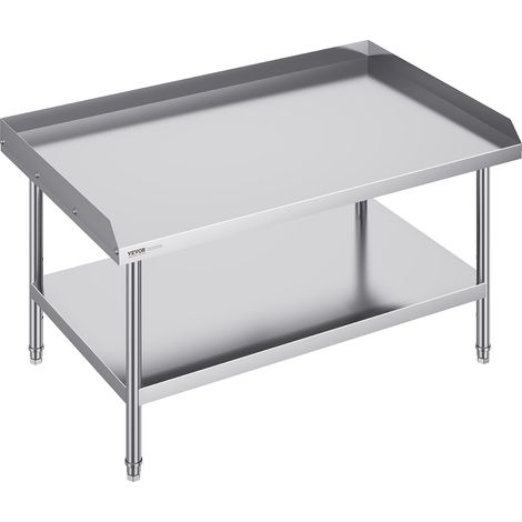 VEVOR Mesa de Trabajo de Acero Inoxidable Mesa de Trabajo Comercial para Preparación de Alimentos Protector contra Salpicaduras de 3 Lados 762 x 1219 x 660 mm Altura Ajustable para Restaurantes