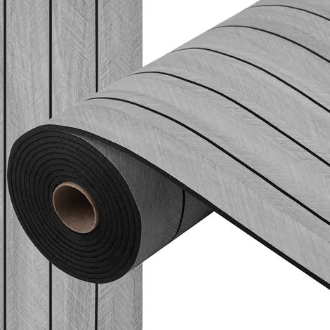 Jiubiaz Panel mural 3D autoadhesivo con efecto madera, 60 x 300 cm, revestimiento mural de PVC con efecto listones, gris claro (1/5)