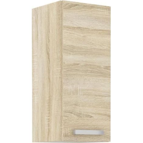 Meuble haut 1 porte battante - Décor chene sonoma - L 30 x P 31,6 x H 72cm - LASSEN (1/5)