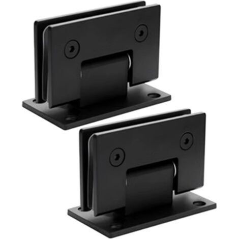 Lot de 2 charnières de porte de douche en verre à 90 degrés, clips de porte de salle de bain en acier inoxydable noir pour 8 à 12 mm (1/5)