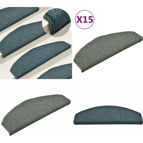 Tapis de marches d'escalier 15 pcs Vert foncé 65x24x4 cm - Tapis D'escalier - Protection Escalier - Tapis Marche - Antidérapant - Lavable - Home & Living