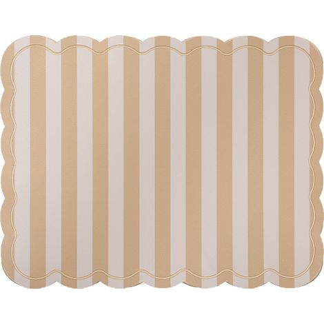 Set de table rectangle Rayures sable bordure beige 35x48cm