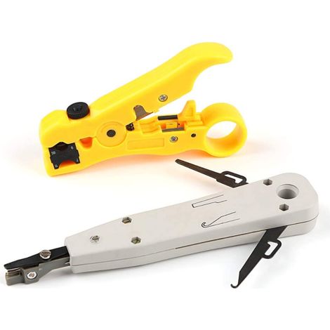 Outil de perforation,outil de dépouillement de fil Outil de dépouillement de cable Outil de dénudage de fil pour dénudeur de fil coaxial coaxial UTP Cat5 Cat6 plat ou rond GROOFOO (1/5)