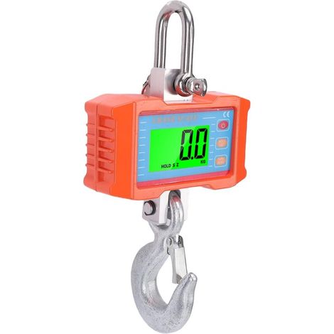 Digital crane scale 2000 kg/4400 lb Accurate LED with backlight Remote control Data hold Tare reset for industry, agriculture and factories OCS-P1-G Orange (1/5)
