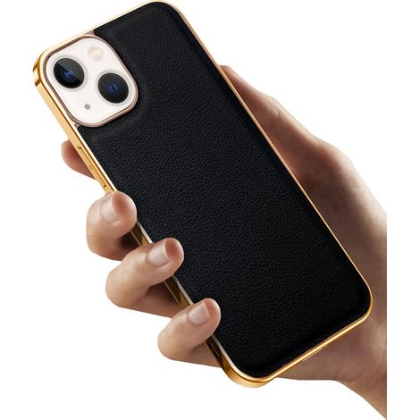 Étui pour iPhone 13, cuir de vachette, noir (1/4)