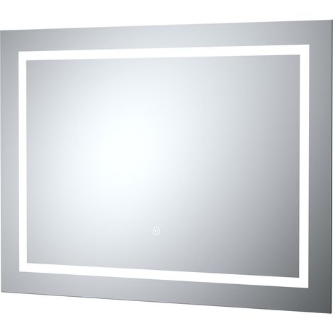 Rectangular Landscape LED Illuminated Touch Sensor Mirror with Demister, 800mm x 500mm - Chrome (1/2)