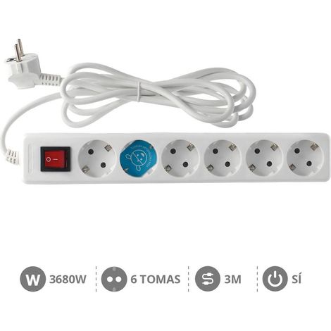 Base múltiple 6 enchufes con interruptor 3 metros de cable GSC 0000023 (1/2)