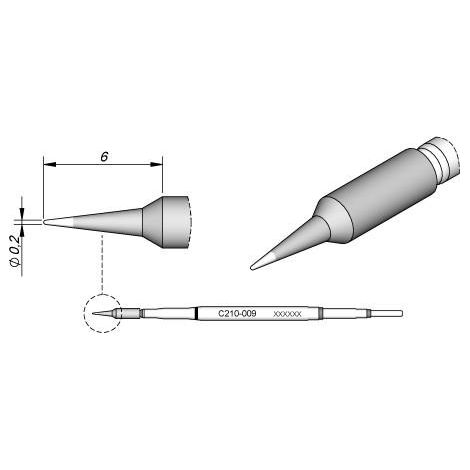 Cartucho Punta Conica 0,2mm T210 JBC