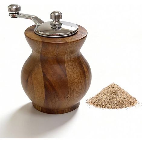 Moulin à poivre manuel en bois - Taille de mouture réglable, poignée rotative, réutilisable - Accessoire de cuisine - Taille de mouture réglable (1/5)