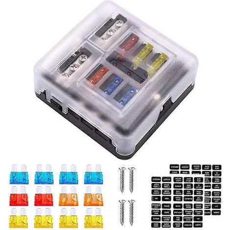 Boîte à fusibles, porte-fusibles, bloc de fusibles ATO/ATC pour voiture avec indicateur LED et couvercle de protection étanche à l'humidité pour véhicules (voiture, camion, bateau, camping-car, fourgo (1/5)