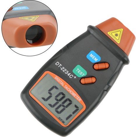 Digital tachometer, non-contact laser tachometer, 2.5 to 99,999 rpm, measurement with reflective strip (9V battery not included) (1/4)