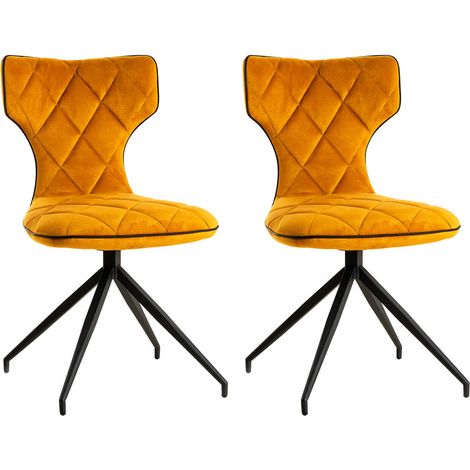 STYK - Lot de 2 Chaises Tissu Curry Surpiqures Carreaux (1/3)