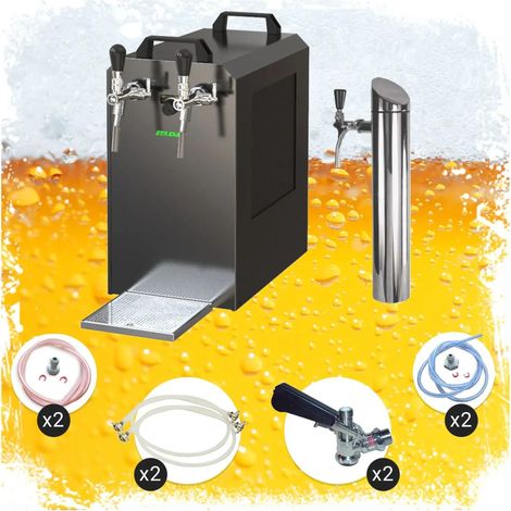 Untertheken Komplett Set - Zapfanlage STREAM 80K mit Luftpumpe Bierkoffer, Bierzapfanlage, Durchlaufkühler 2-leitig Trockenkühler, Zapfkopf: ohne Zapfkopf 2: Köpi (1/5)