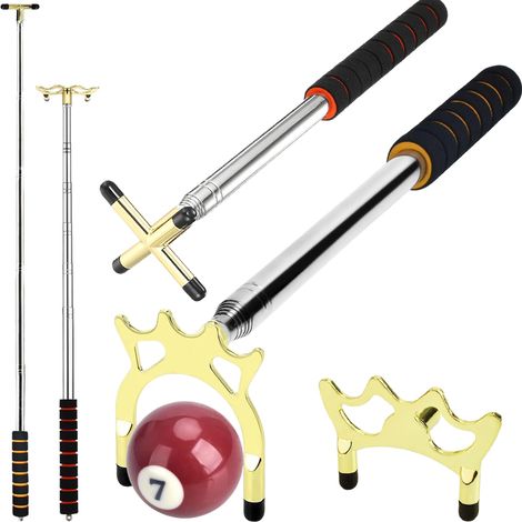 Pont de queue de billard rétractable avec 3 têtes amovibles. Accessoires pour table de billard, jeu et compétition.
