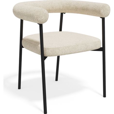 Lot de 2 chaises en velours texturé crème LOU (1/5)