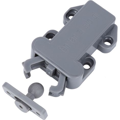 Lot de 6 loquets de porte à verrouillage automatique en nylon pour tiroirs et armoires - Accessoires de quincaillerie pour meubles - Gris (1/5)