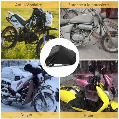 Housse Moto - 220x95x110 cm - Polyester 210D Impermeable Anti-UV avec Trou de Serrure - Pour Motos et Scooters - 1 Piece (1/4)