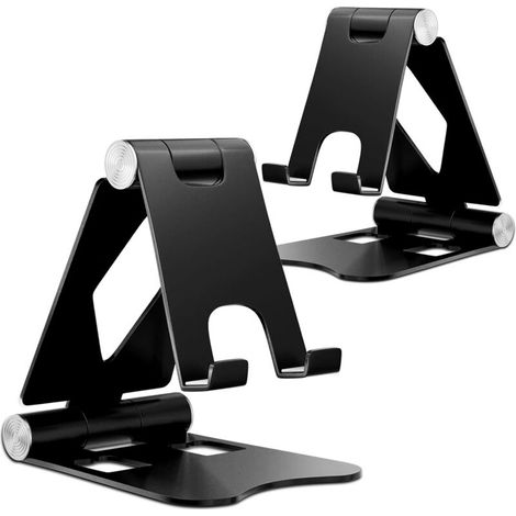 Lot de 2 supports de téléphone de bureau pliables et réglables, compatibles avec iPhone 15, 14, 13 Pro Max et tous les téléphones portables de 4 à 7,9 pouces (1/5)