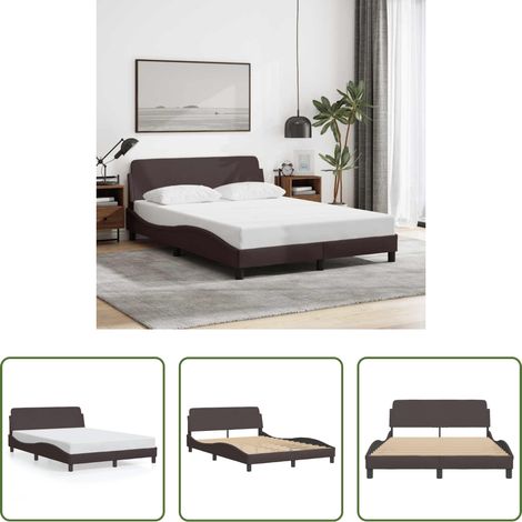 vidaXL Tête de lit - Cadre de lit Dover marron foncé 140x200 cm tissu (1/5)