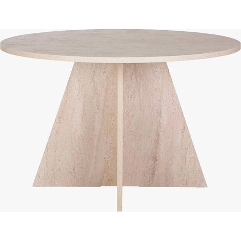 LEYVA Table à manger ronde beige D120 cm (1/5)