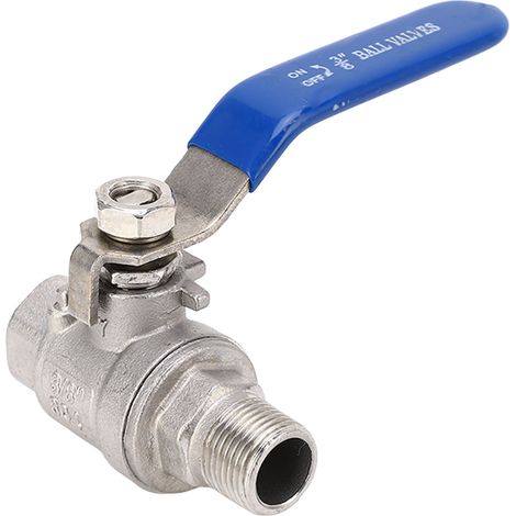 Vanne à bille à passage intégral, raccord de tuyauterie fileté mâle et femelle BSPT 3/8 pouce, acier inoxydable 16 kg