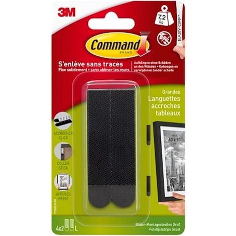 3M Bandes de montage d'images Command noir Contenu: 4 paire(s) (1/5)