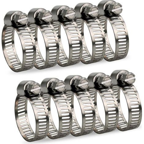 Fascette stringitubo regolabili da 16-25 mm in acciaio inox 304, assortimento di fascette per tubi dell'acqua, del gas, per auto e per rubinetti, 10 pezzi (16-25 mm) (1/5)