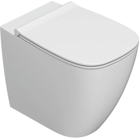 Vasomulti a terra senza brida in ceramica 55x36 cm Globo Genesis GN001BI  Bianco - Ceramica - Con copri wc soft close