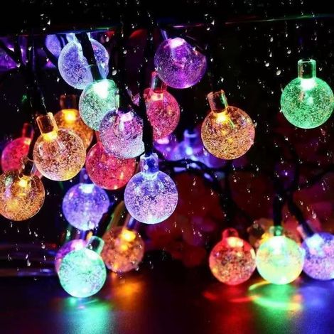 Guirlande lumineuse solaire étanche (50 LED, usage intérieur/extérieur, 7 m) — Idéale pour jardins, terrasses, sapins de Noël, mariages et fêtes (multicolore) (1/5)