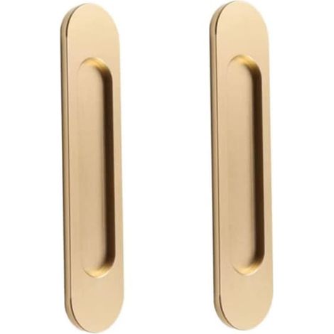 Lot de 2 poignées de porte ovales en aluminium, autocollantes, 180 x 40 x 5,7 mm, dorées.