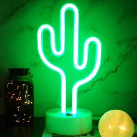 Filiyano – Lampe néon cactus LED, lampe rechargeable USB/à piles, veilleuse pour chambre d'enfant, décoration de chambre Flickrum (Cactus) (1/4)