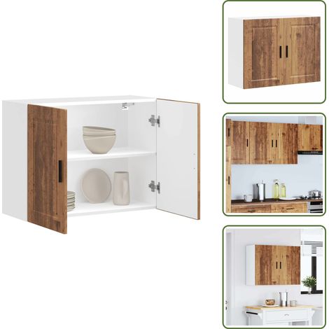 Küchen-Hängeschrank Porto Altholz-Optik Holzwerkstoff - Küchen-Wandschrank - Küchen-Wandschränke - Wandschrank Küche - Küchenschrank (1/5)