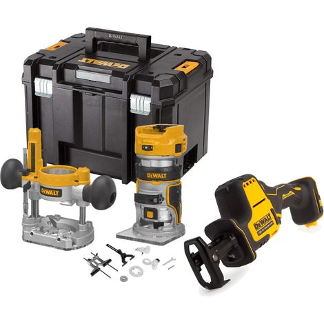 Dewalt DCW604N 18v XR Brushless Router Trimmer + Plunge Base + DCS369N Recip Saw (1/4)