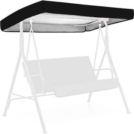 pair Noir Toile de Rechange pour Balancelle, Housse de Rechange 3 Places, Toit Balancelle de Jardin, Impermeable Couverture Auvent pour Jardins Battants et Terrasses (1/5)