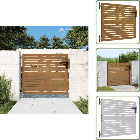 Gartentor 85x100 cm Cortenstahl Quadratisches Design - Cortenstahl Tor - Gartentor - Metalltor - Zaun - Gartenzaun
