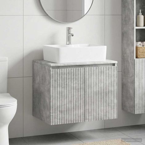 vidaXL Set di mobili per il bagno Grigio Cemento Legno ingegnerizzato (1/5)