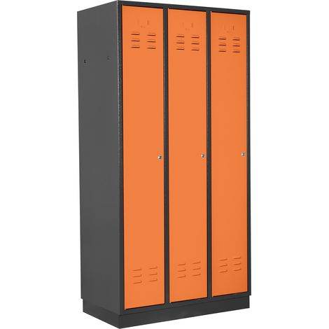 ADB Umkleideschrank / Spind 3-türig, RAL 7016/2008, Anthrazit/Orange, 178x89x50cm (1/5)