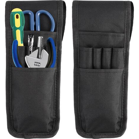 2 Pièces Porte Outils Ceinture, 28 x 9,5 cm Noir Porte-Stylo de Ceinture en Tissu Oxford, Professionnelle Travail Homme Pochette à Outils Organisateu, pour Bricolage, Électricien, Plombier, Menuisier (1/5)