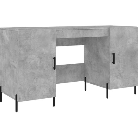 Bureau table poste de travail meuble d'ordinateur informatique étude 140 x 50 x 75 cm bois d'ingénierie gris (1/5)